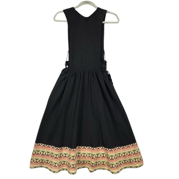 Vintage Miss Joann California Knit Apron Bib Fair Isle Floral Embroidered Dress - Picture 8 of 12